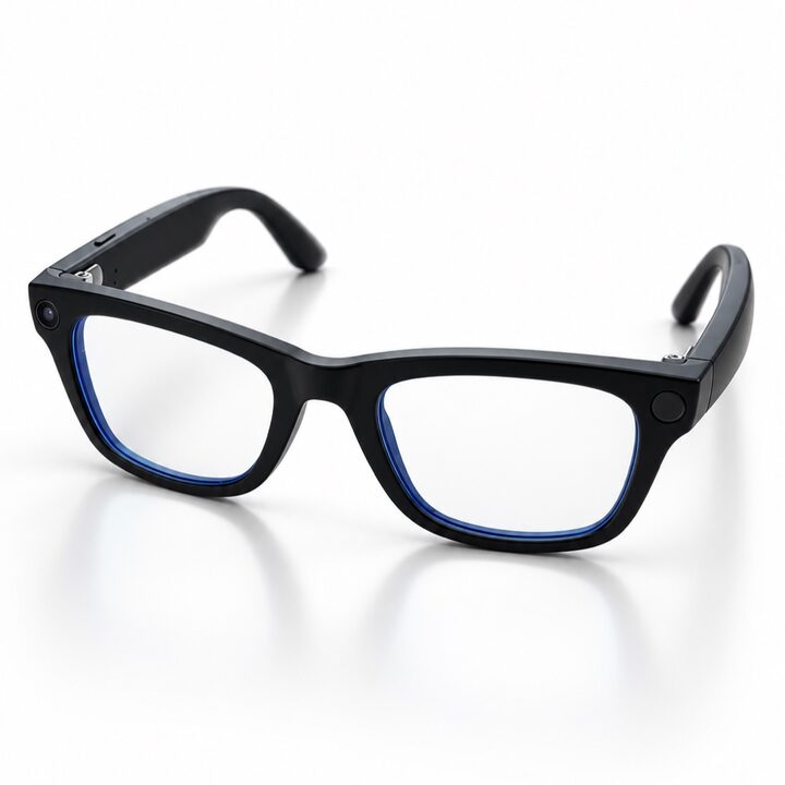Relay One glasses, matte black frame, clear lenses.